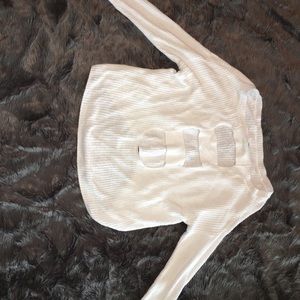 White sweater with back cut outs